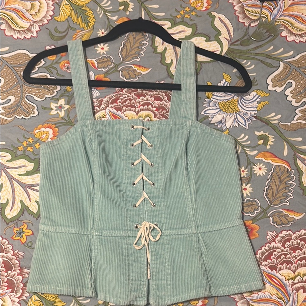 Mint Green Lace-Up Tank Top